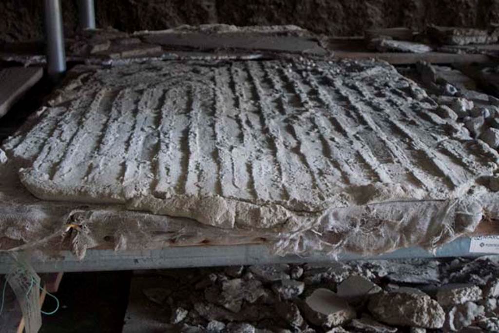 Villa dei Papiri, Herculaneum. July 2010. Plaster remains in store.
Photo courtesy of Michael Binns.
